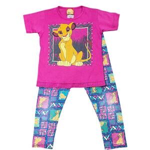 Vintage 90s Disney's The Lion King Simba Pink graphic t-shirt and pants girl 5/6